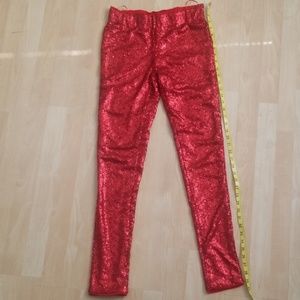Red sequin leggins